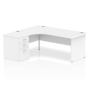 180cm White Corner Desk And Storage Unit Left Hand