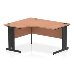 140cm Beech L Desk Black Leg Left Hand