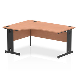 160cm Beech L Desk Black Leg Left Hand