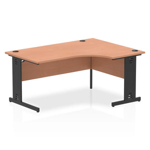 160cm Beech L Desk Black Leg Right Hand