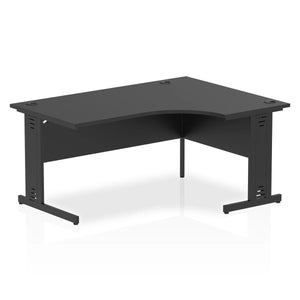 160cm Black L Desk Black Leg Right Hand