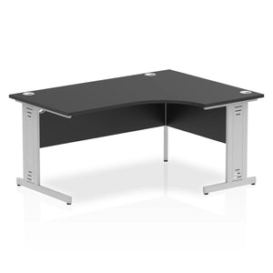 160cm Black L Desk Silver Leg Right Hand