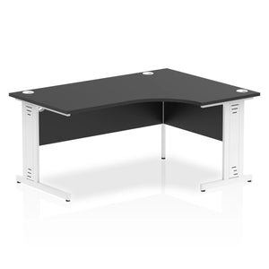 160cm Black L Desk White Leg Right Hand