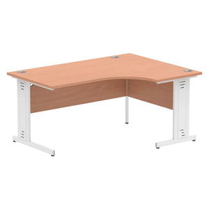 160cm Beech L Desk White Leg Right Hand