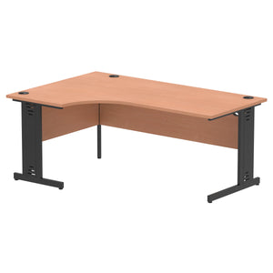 180cm Beech L Desk Black Leg Left Hand