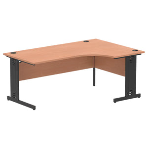 180cm Beech L Desk Black Leg Right Hand