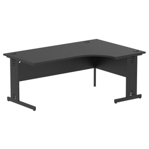 180cm Black L Desk Black Leg Right Hand