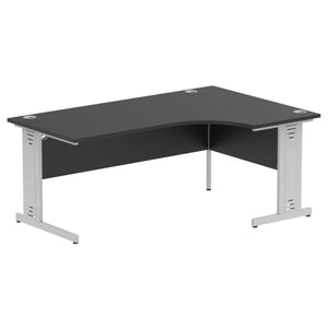 180cm Black L Desk Silver Leg Right Hand