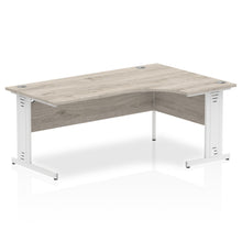 Load image into Gallery viewer, 180cm Grey Oak L Desk White Leg Right Hand
