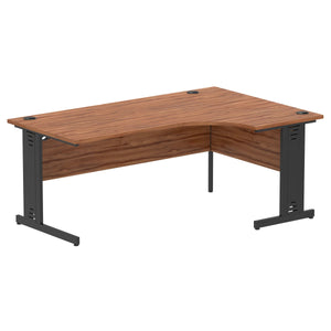 180cm Walnut L Desk Black Leg Right Hand