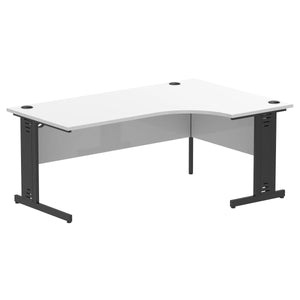 180cm White L Desk Black Leg Right Hand