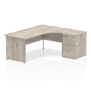 180cm Grey Oak Corner Desk And Storage Unit Right Hand