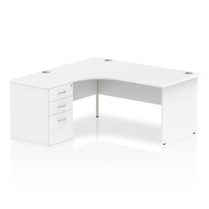 160cm White Corner Desk And Storage Unit Left Hand