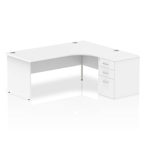 180cm White Corner Desk And Storage Unit Right Hand