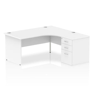 160cm White Corner Desk And Storage Unit Right Hand