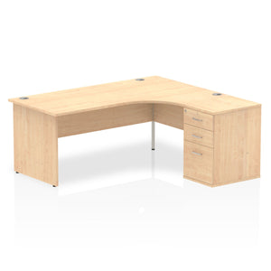 180cm Beech Corner Desk And Storage Unit Right Hand