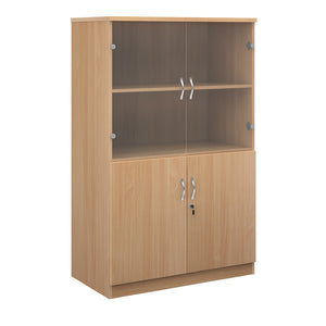 Beech Wide Glass Combination Unit 3 Shelf