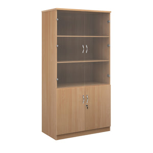 Beech Wide Glass Combination Unit 4 Shelf