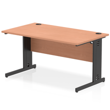 Load image into Gallery viewer, Dynamic 1400 Maple Black Wire Management Desk
