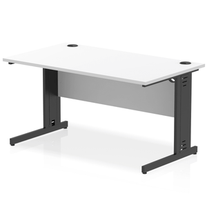 Dynamic 1400 White Black Wire Management Desk