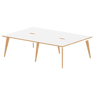 Fusion 2400 White and Wood Bench Desk