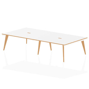 Fusion 2800 White and Wood Bench Desk