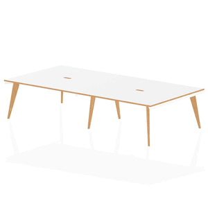 Fusion 3200 White and Wood Bench Desk