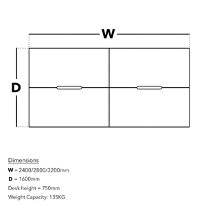 Fusion 4 Person Bench Desk Dimensions