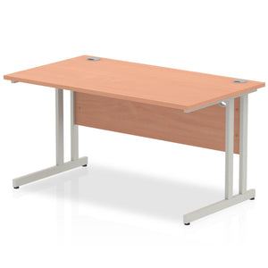 Impulse 1400 Beech Silver Cantilever Office Desk