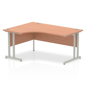 Impulse 160cm Beech Corner Desk Silver Leg Left Hand