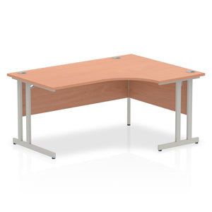 Impulse 160cm Beech Corner Desk Silver Leg Right Hand