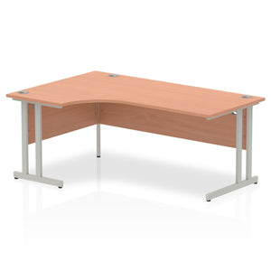 Impulse 180cm Beech Corner Desk Silver Leg Left Hand