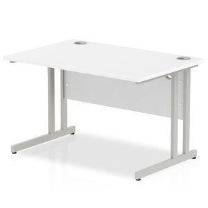 Impulse 1200 White Silver Cantilever Office Desk