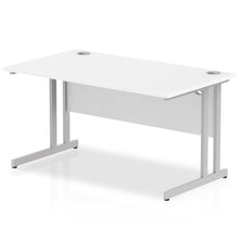 Load image into Gallery viewer, Impulse 1400 White Silver Cantilever Office Desk
