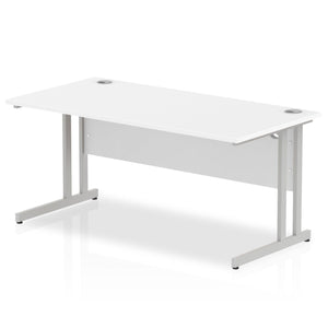 Impulse 1600 White Silver Cantilever Office Desk