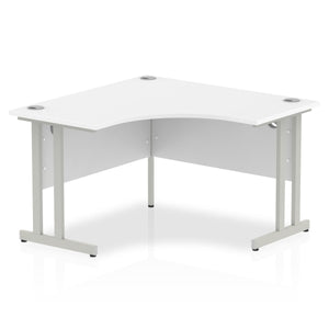 Small Corner Desk White & Silver