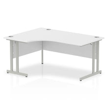 Load image into Gallery viewer, 160cm Large Corner Desk White Silver Leg Left Hand
