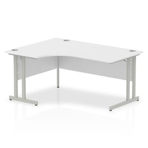 Impulse 160cm White Corner Desk Silver Leg Left Hand