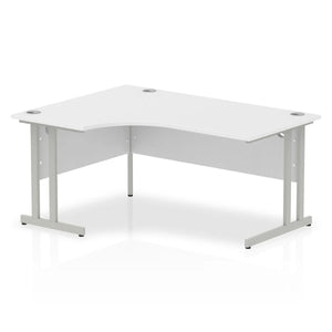 160cm Large Corner Desk White Silver Leg Left Hand