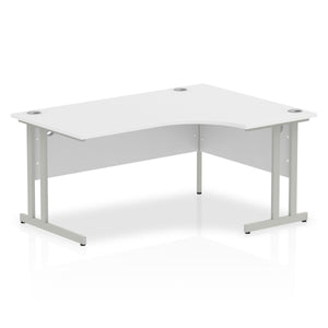 Impulse 160cm White Corner Desk Silver Leg Right Hand