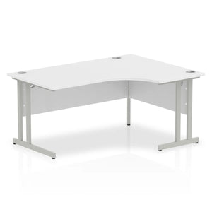 160cm Large Corner Desk White Silver Leg Right Hand