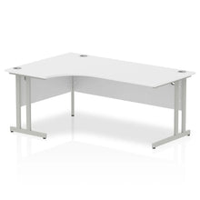 Load image into Gallery viewer, 180cm Large Corner Desk White Silver Leg Left Hand
