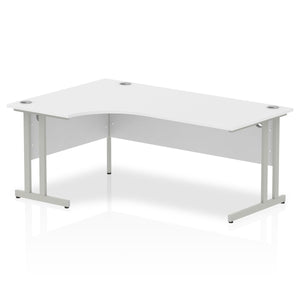 Impulse 180cm White Corner Desk Silver Leg Left Hand