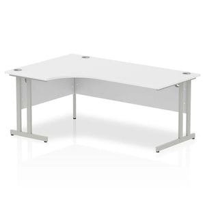 180cm Large Corner Desk White Silver Leg Left Hand