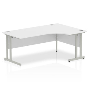 Impulse 180cm White Corner Desk Silver Leg Right Hand