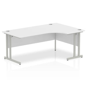 180cm Large Corner Desk White Silver Leg Right Hand