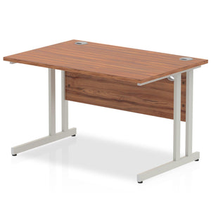 Impulse 1200 Walnut Silver Cantilever Office Desk