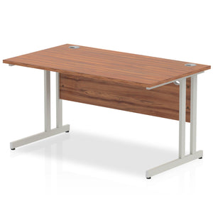 Impulse 1400 Walnut Silver Cantilever Office Desk