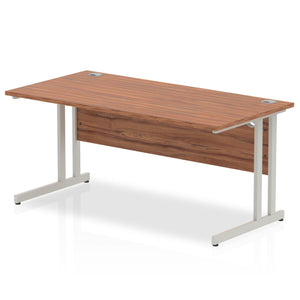 Impulse 1600 Walnut Silver Cantilever Office Desk