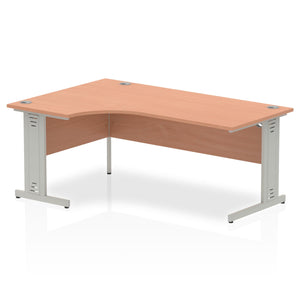 180cm Beech L Desk Silver Leg Left Hand